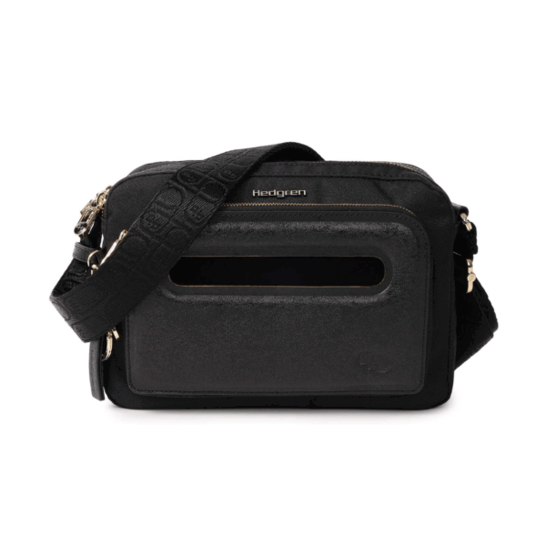 Hedgren Espresso Fika Μedium Crossover Black Gold - Γυναικείο Tσαντάκι Ώμου Μαύρο Χρυσό HFIKA04-886