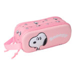 Safta snoopy pink κασετίνα με δύο φερμουάρ 822544512