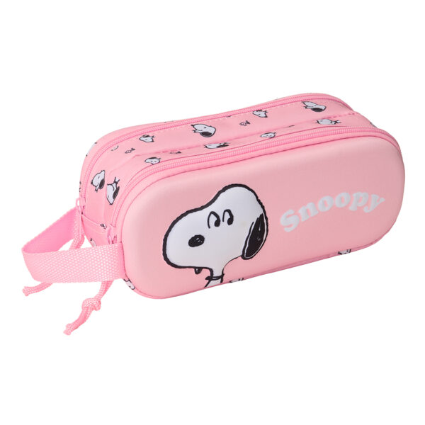 Safta snoopy pink κασετίνα με δύο φερμουάρ 822544512